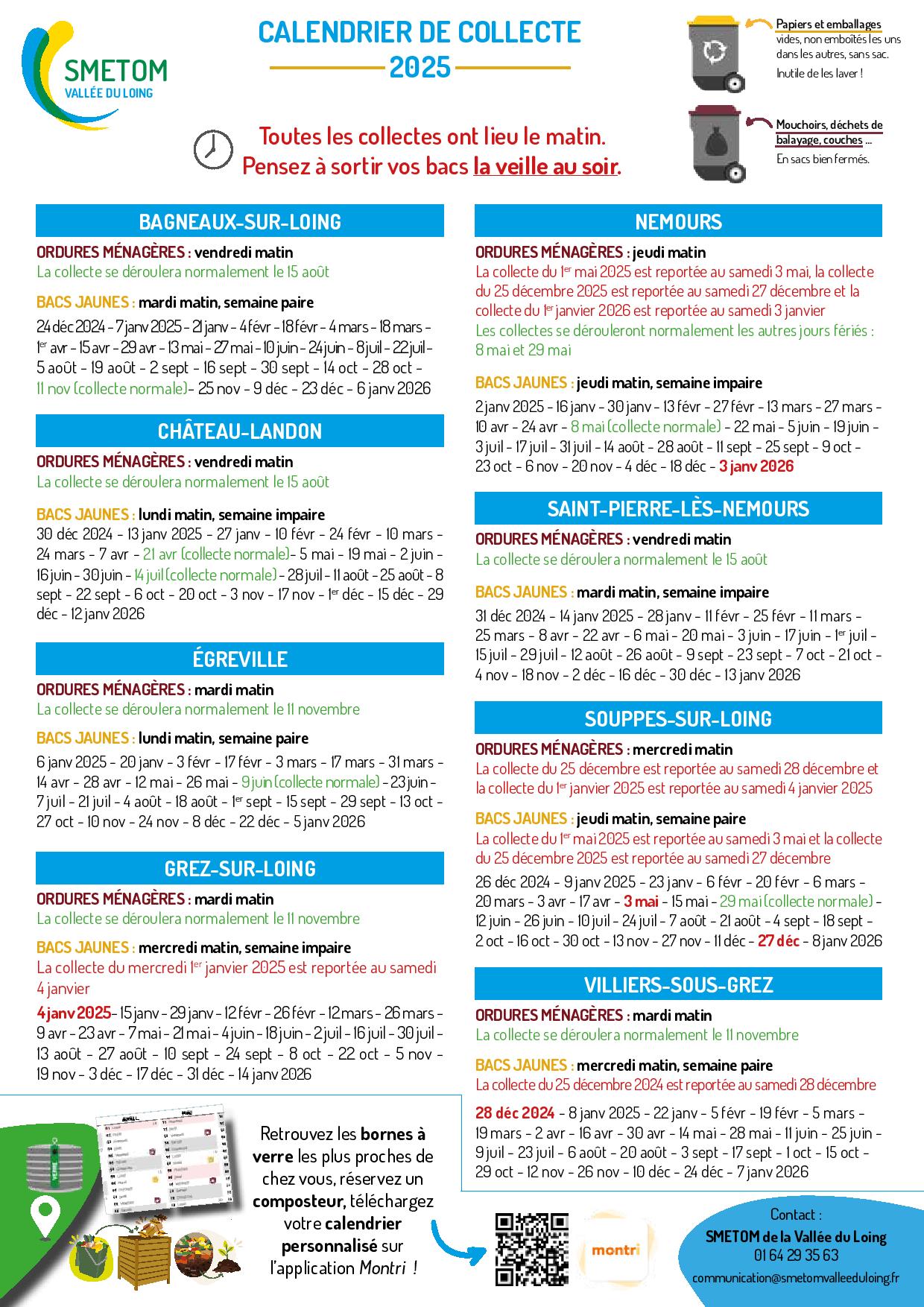 Calendrier de collectes 2025