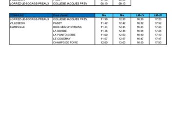 Horaires des bus du collège de Lorrez-le-Bocage