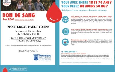 Don du sang samedi 26 octobre à Montereau