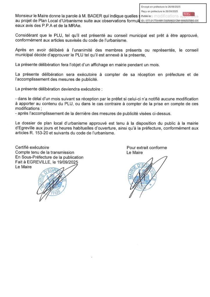 approbation du PLU