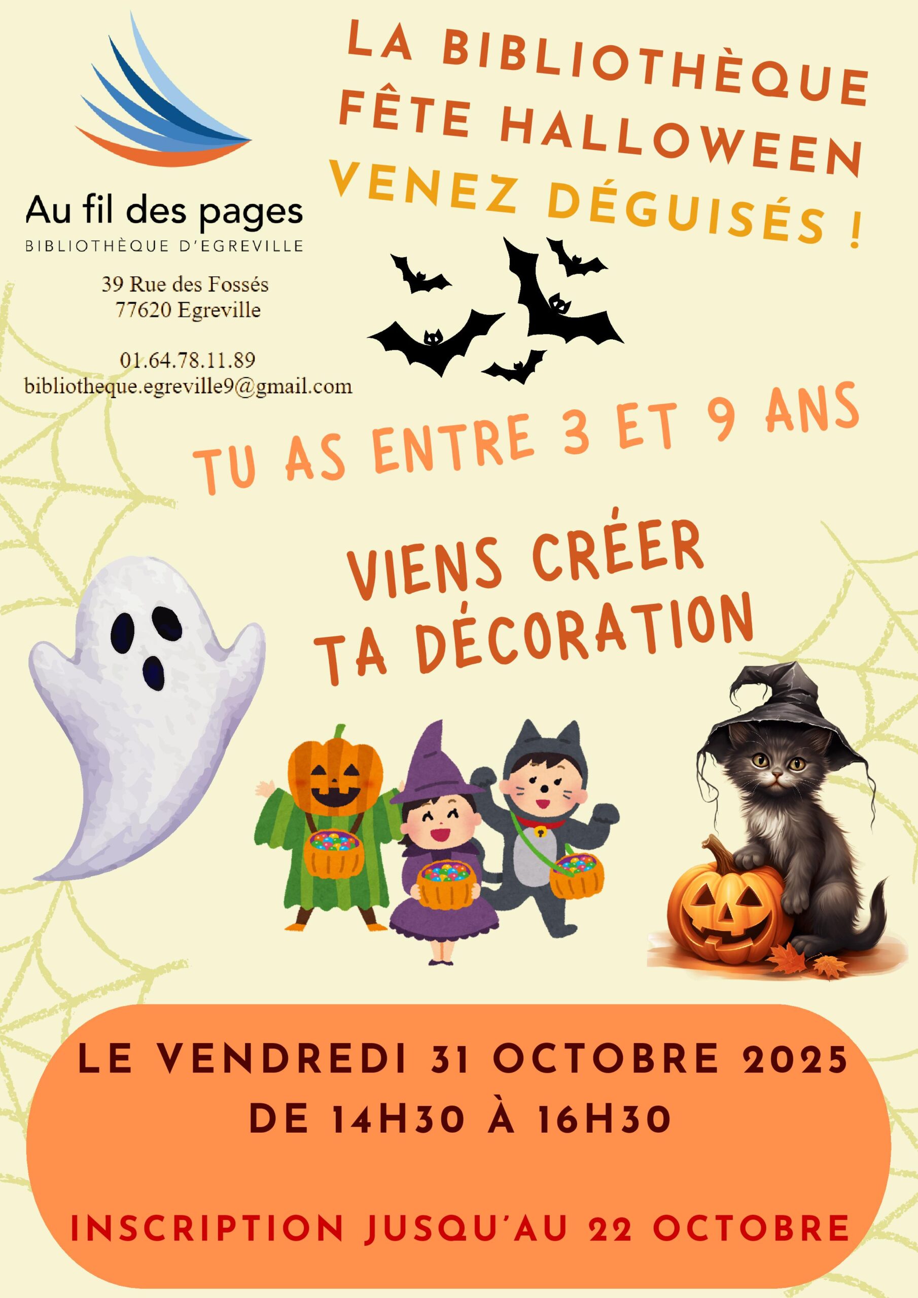 Sorcières et Fantômes : Créez vos Décos d’Halloween à la Bibliothèque ⚠ Inscription obligatoire ⚠
