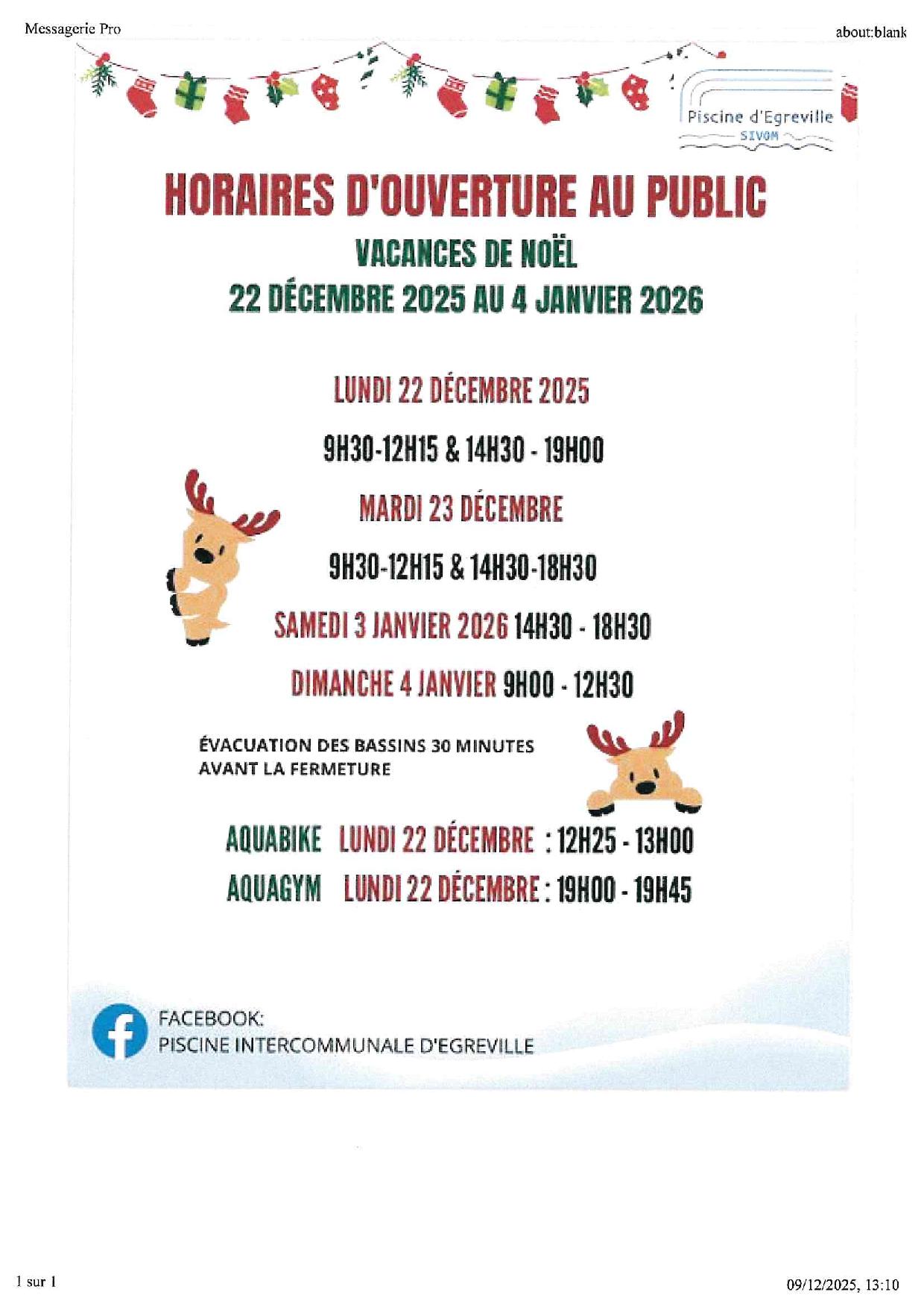 Horaires d’ouverture