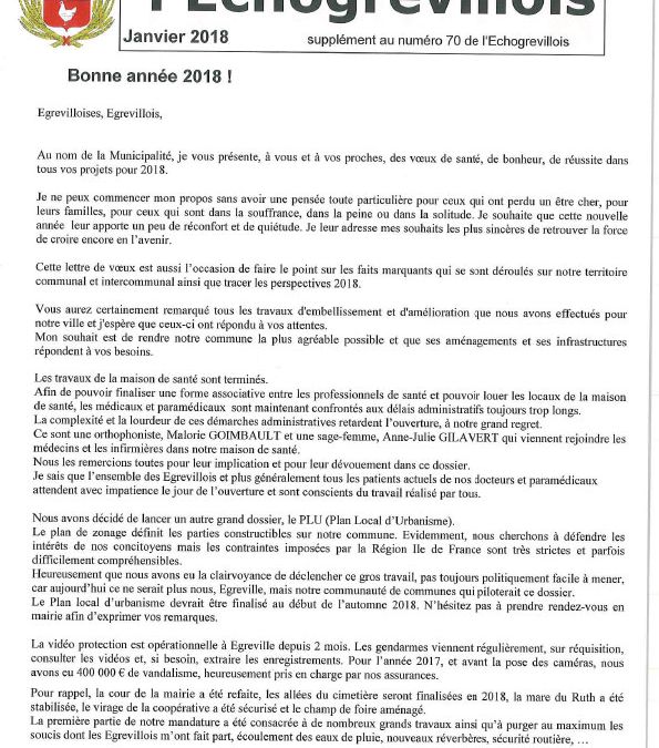 La lettre de l’Echogrevillois Janvier 2018