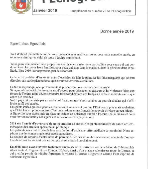 La lettre de l’Echogrevillois Janvier 2019