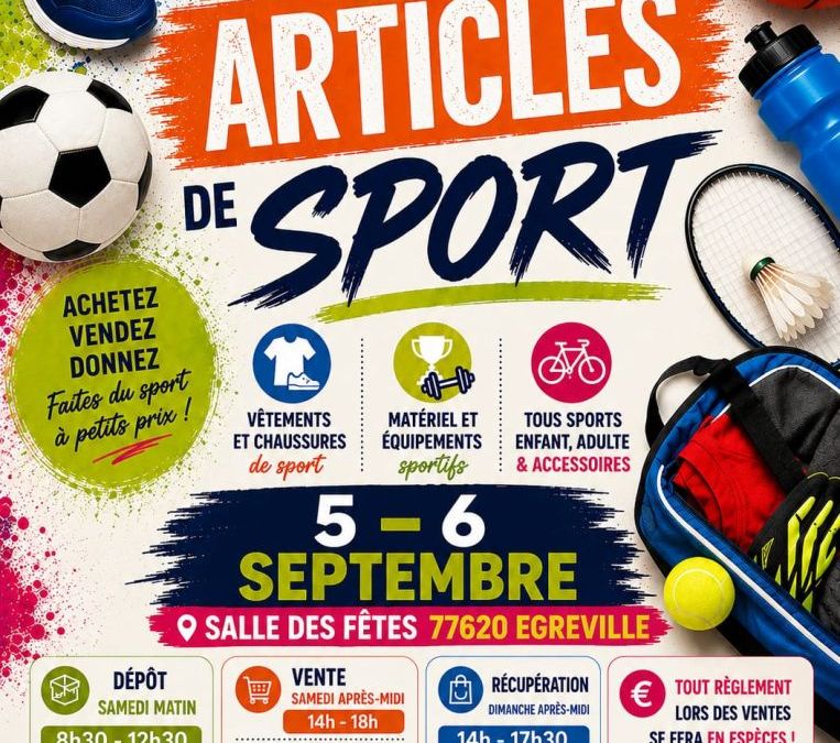 Bourse aux articles de sport samedi 5 & dimanche 6 septembre