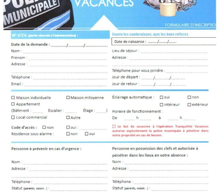 Opération Tranquillité Vacances